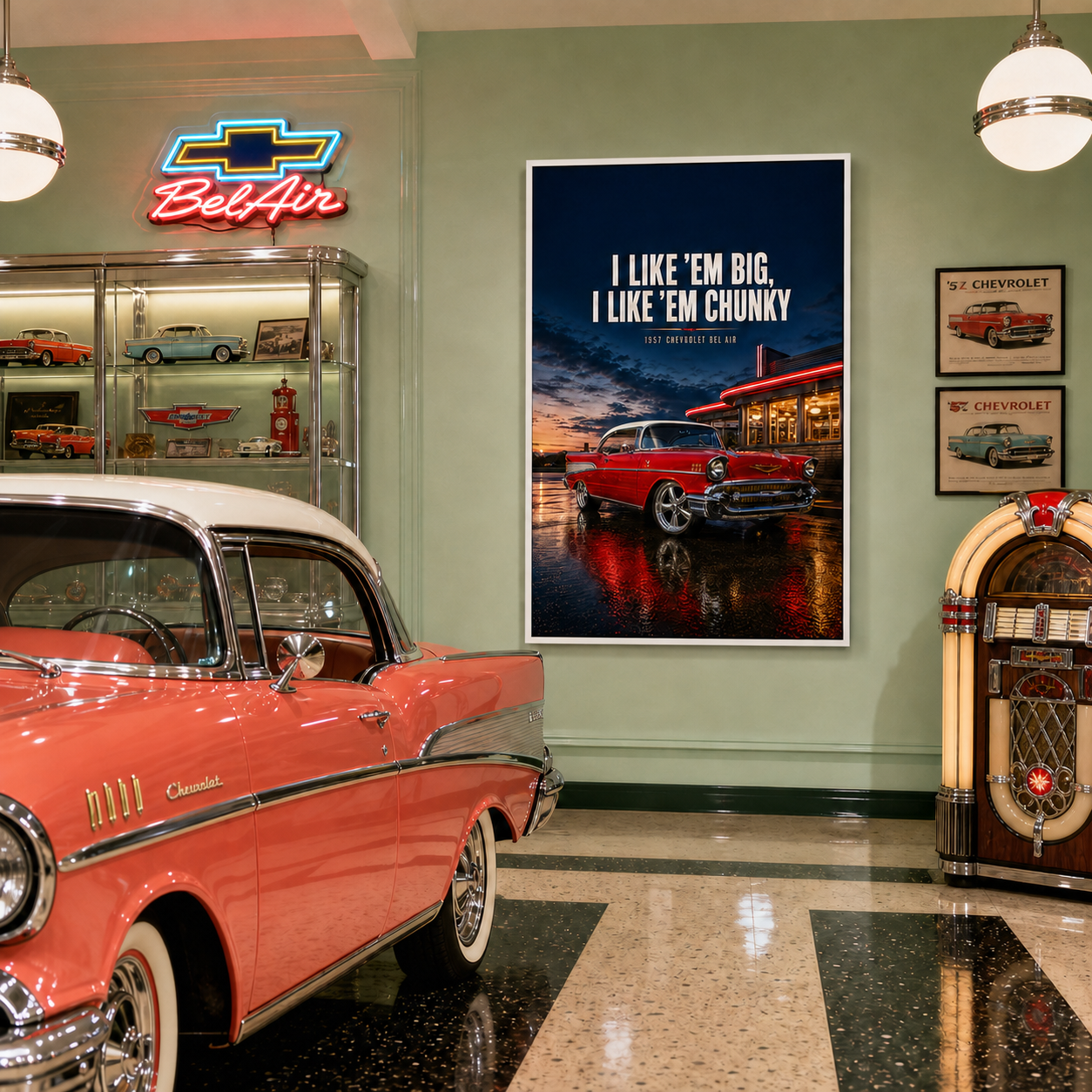1957 chevrolet bel air i like em big white frame 1957 chevrolet bel air i like em big white frame