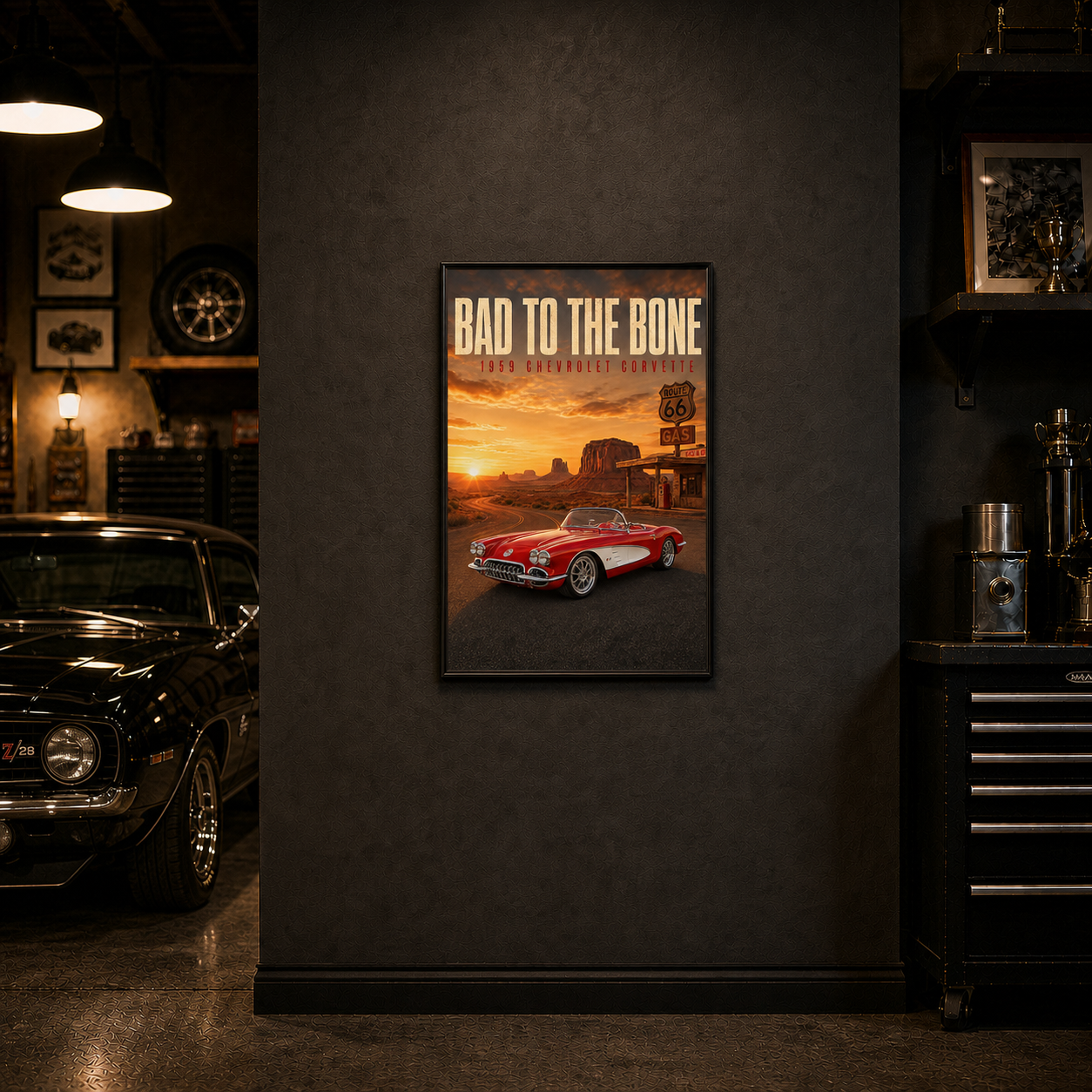 1959 corvette garage black frame 1959 corvette garage black frame