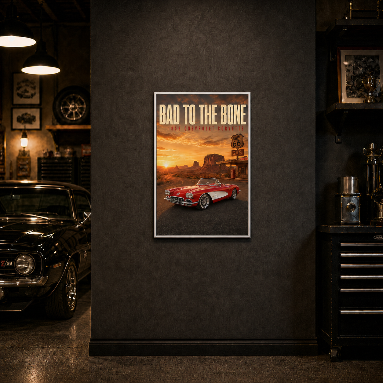 1959 corvette garage white frame 1959 corvette garage white frame