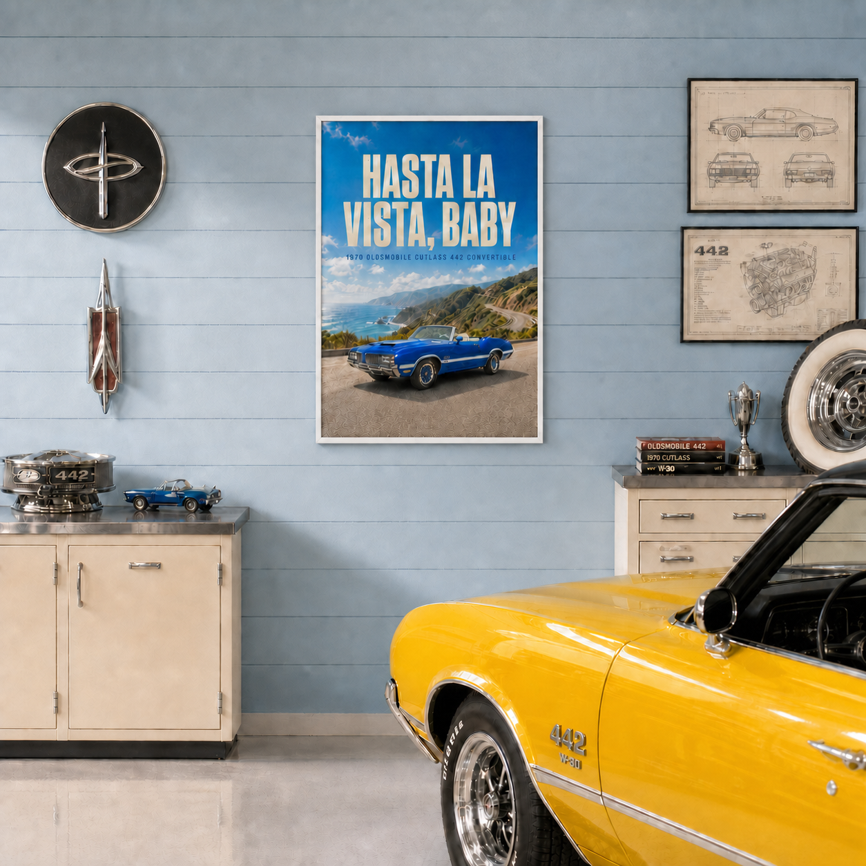 1970 oldsmobile cutlass 442 hasta la vista white frame 1970 oldsmobile cutlass 442 hasta la vista white frame