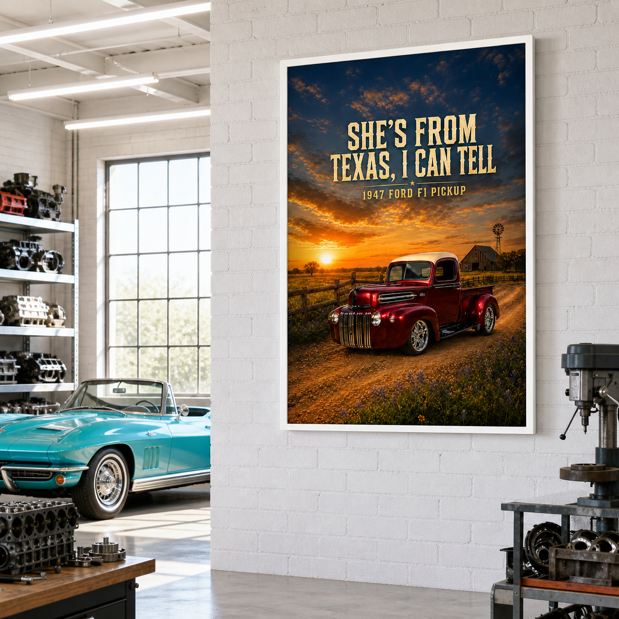 shes from texas bright white frame mockup shes from texas bright white frame mockup